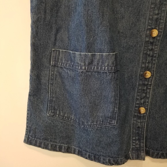Vintage 90's New Denim Vest Women's Long Jean Vest Western Blue Pockets Size M - Picture 5 of 12